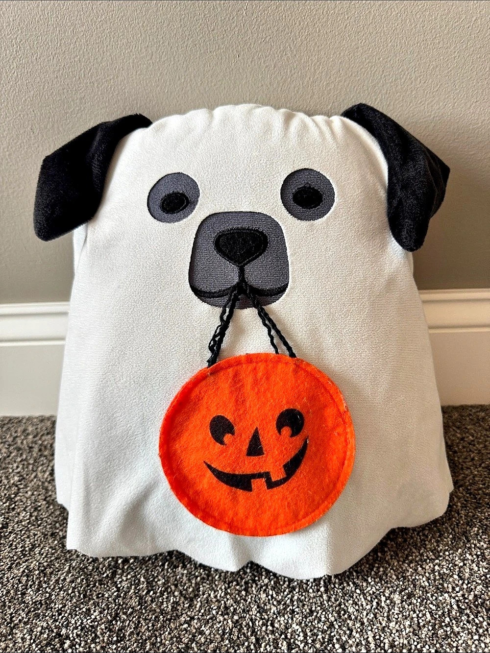 Bullseye's Playground Ghost Dog Novelty Plush Pillow White & Orange